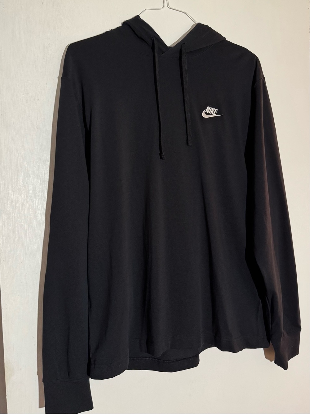 Nike Black Hoodie with White Swoosh Chest Logo